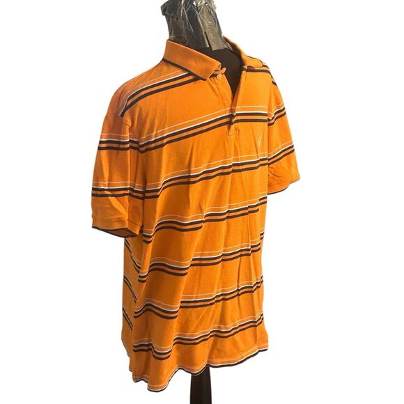 Chaps 78 Golf Mens XL Orange/Navy Blue/White Striped Short Sleeve Polo Shirt - Picture 2 of 5
